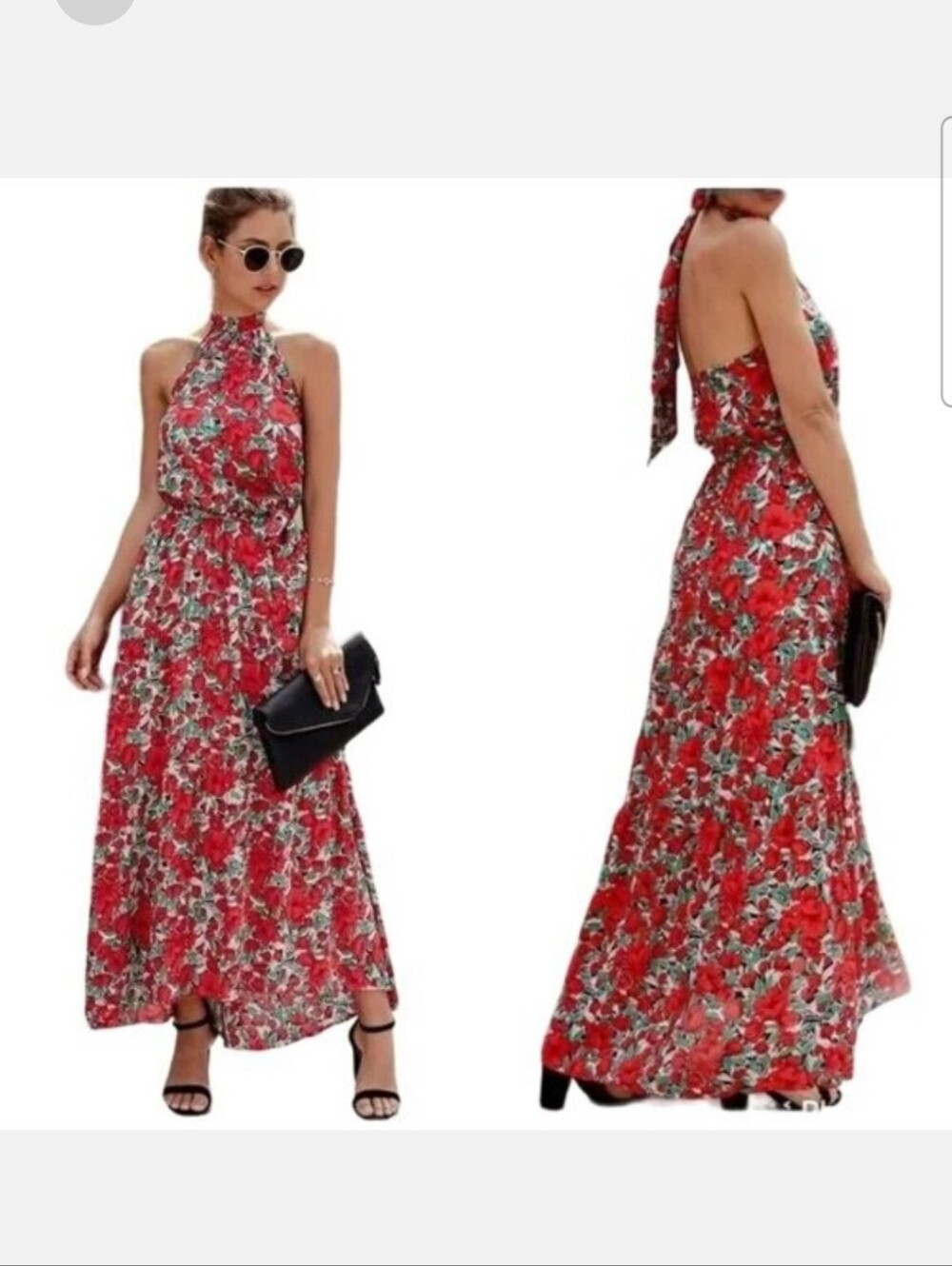 Prettygarden Floral Halter Maxi Dress size S